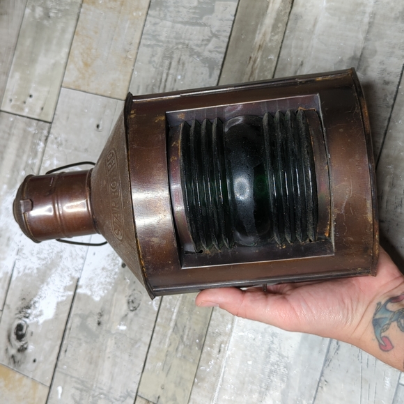 Vintage boat lantern starboard green glass lantern